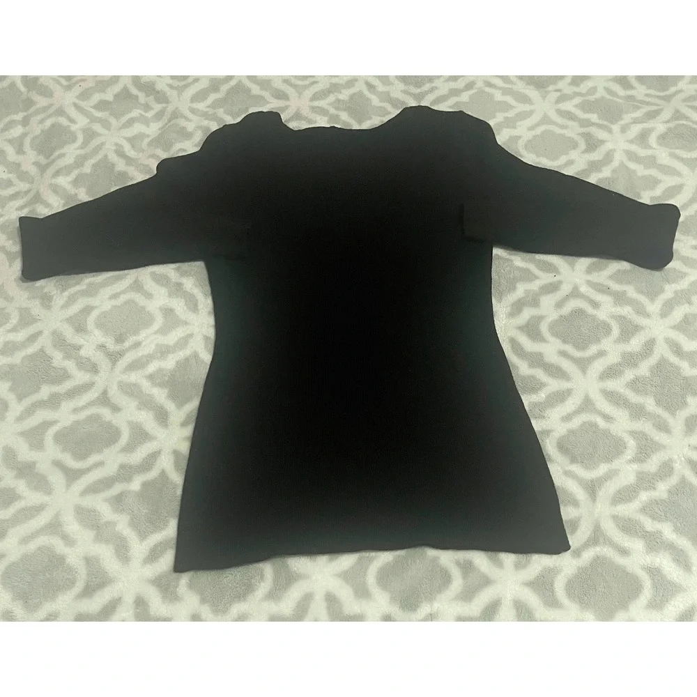 Vinizbena Black Embellished Neckline Long Sleeve Knit Top Women‎ Size S Italy